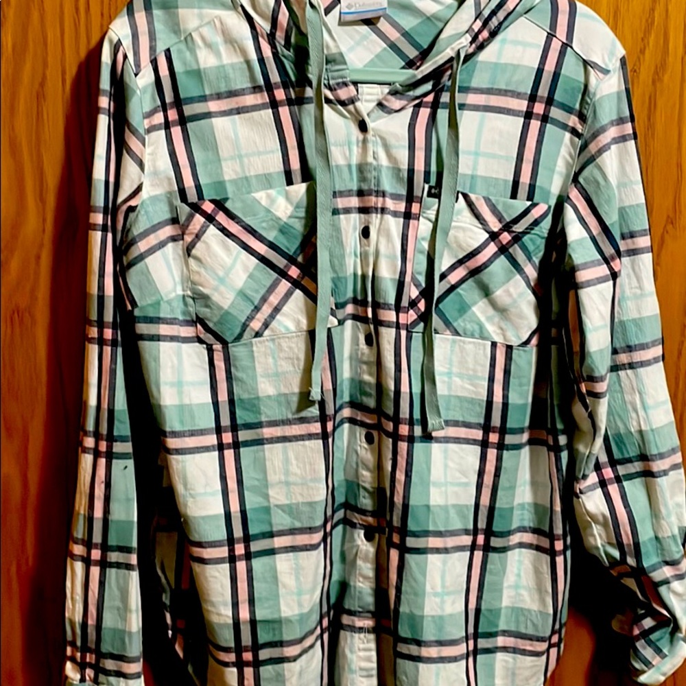 Columbia hooded flannel.